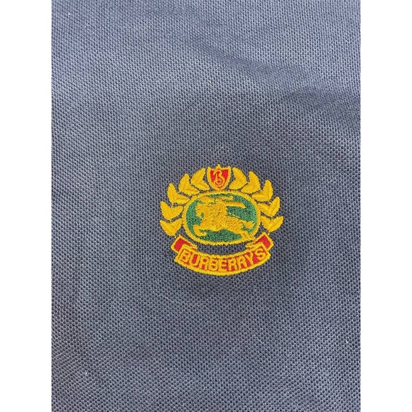Vintage Burberry Polo Shirt Mens Medium Navy Blue 100% Cotton Made In USA - Picture 3 of 7
